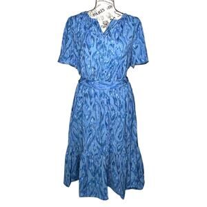 41Hawthorn (M) Abstract Flutter Sleeve Shift Dress Belted Pockets - Stitch Fix